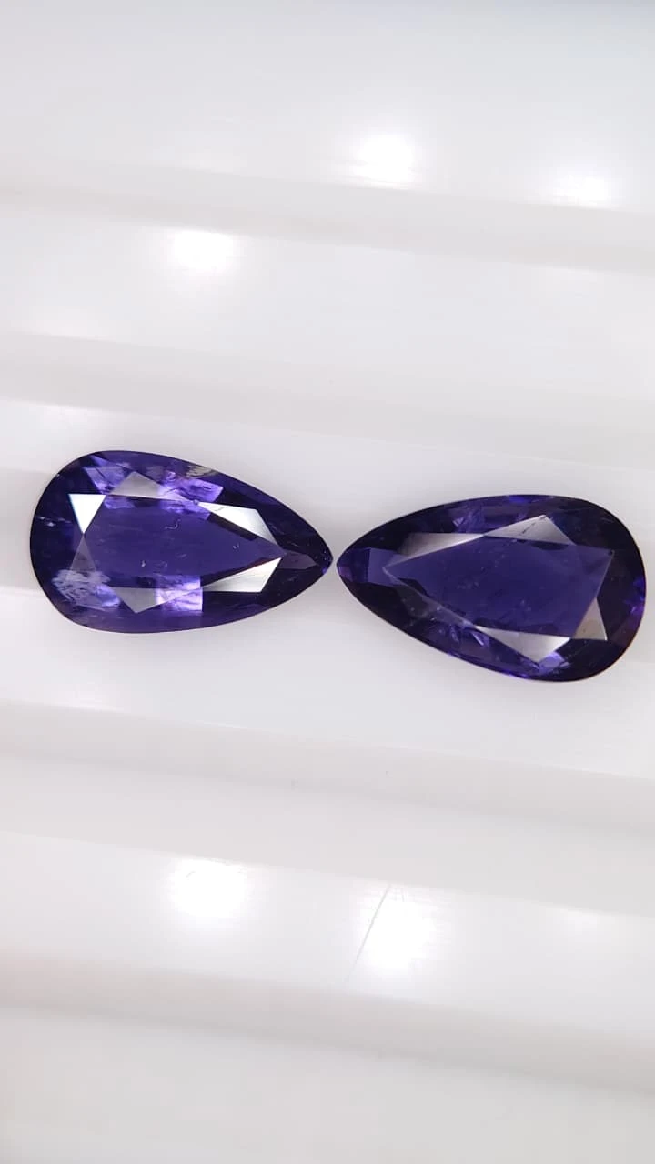 4.47ct Natural Pear Faceted Iolite Pair from Madagascar — view 3